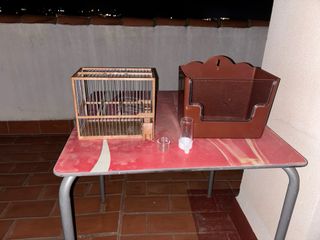 Jaula para pájaros con accesorios