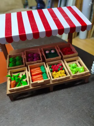 Playmobil puesto de mercado con monje