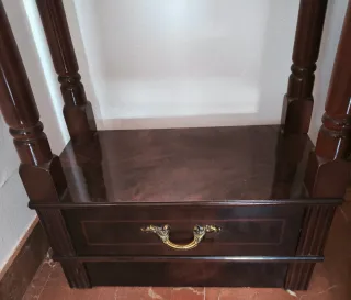 Galán de noche vintage madera con cajón