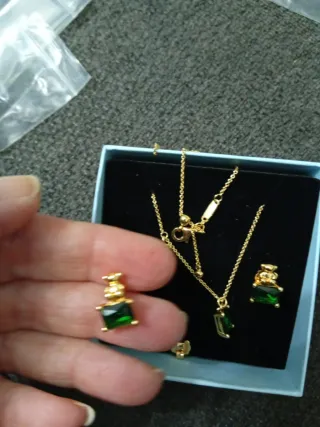 Conjunto Tous Plata 925 Oso y Esmeralda