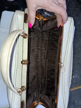 Borsa vintage bauletto beige oro