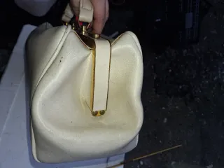 Borsa vintage bauletto beige oro