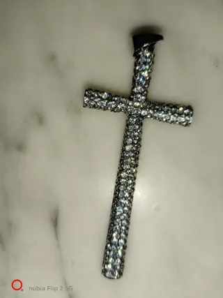 Ciondolo a croce con strass donna