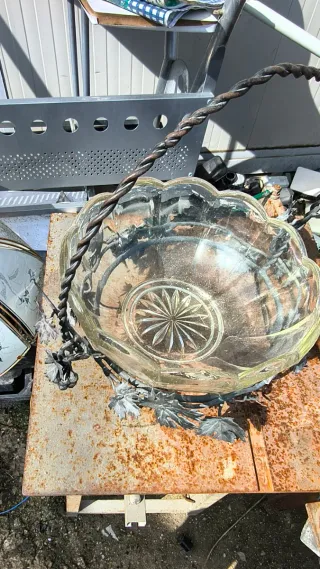 Centrotavola Portafrutta Vetro e Metallo