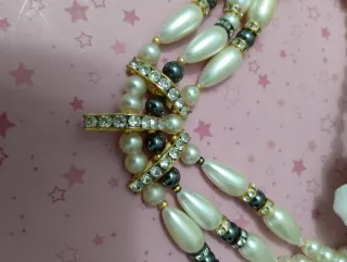 Collana vintage perle e cristalli oro