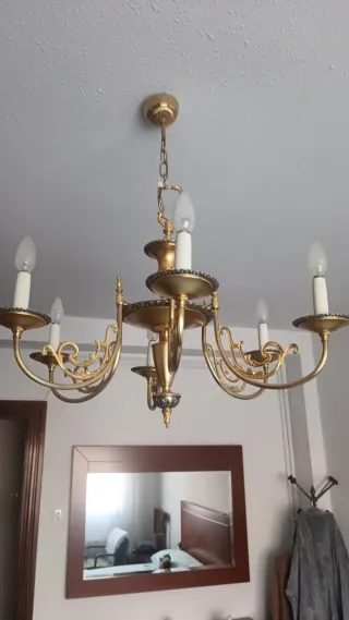 Ocasion!!! Lámpara araña dorada antigua