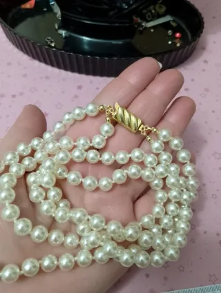 Collana perle doppio filo oro