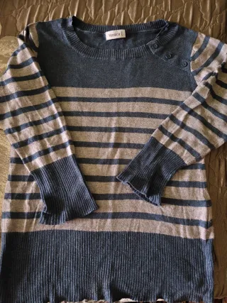 Jersey Yessica rayas azul y beige talla M