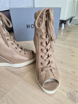 Botines Sandalias Cuña Hogan Beige