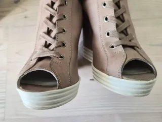 Botines Sandalias Cuña Hogan Beige
