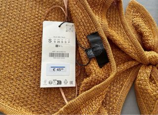 Vestido Zara Halter Cut Out Punto Amarillo