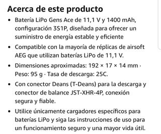 NUEVO! Batería LiPo 11.1V 1400mAh 25C