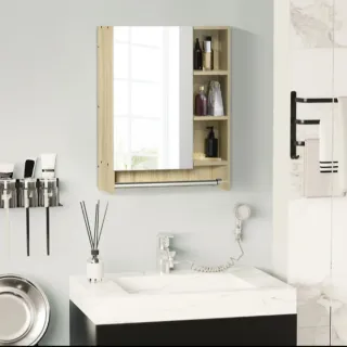 Mueble baño espejo toallero pared lavabo WC alto