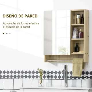 Mueble baño espejo toallero pared lavabo WC alto