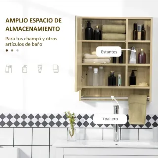 Mueble baño espejo toallero pared lavabo WC alto