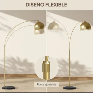 Lámpara de pie dorada arco diseño interruptor pie