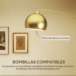 Lámpara de pie dorada arco diseño interruptor pie