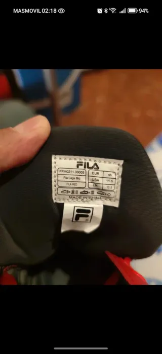 Fila Cage Mid Rojas Talla 45.5 Nuevas