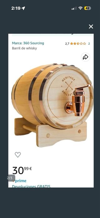 Mini barril de madera con grifo