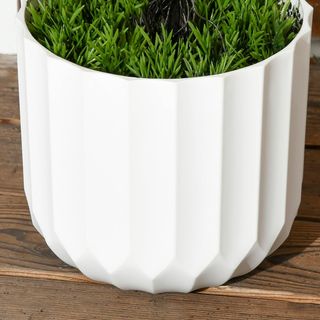 Juego de 2 Plantas Artificiales para Interiores, Ciprés Falso, Macetas Ø12X16 Cm, Musgo y Cemento, Plantas Artificiales Realistas de 90 Cm en PE y Plástico, Verde y Blanco