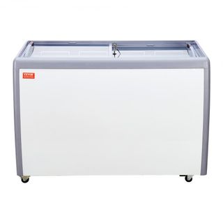 Vitrina de Helados Comercial, Congelador Horizontal de 370 L, Congelador Profundo Móvil con Tapa de Vidrio, Gabinete de Dipping de Gelato para Restaurante con 8 Grandes Tinas, 2 Puertas de Vidrio ...