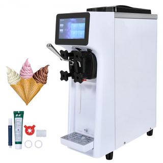 Máquina de Helados Comercial, Rendimiento de 10L/H, 900W Máquina de Helados de Sabor Único de Encimera, Tolva de 4L Cilindro de 1.6L, Pantalla Táctil Auto Limpieza Pre-enfriamiento, para Restauran...