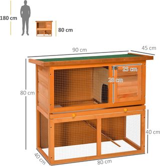 Jaula para Conejos Conejera de Exterior en Madera de Abeto 90 x 45 x 80 cm