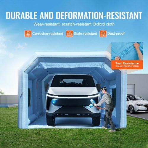 Cabina de Pintura Inflable, 32.8 x 21 x 14.8 pies / 10 x 6.4 x 4.5 m Cabina de Spray Inflable, con sopladores potentes de 1100W + 750W y sistema de filtración de aire, Cabina de Pintura Portátil p...