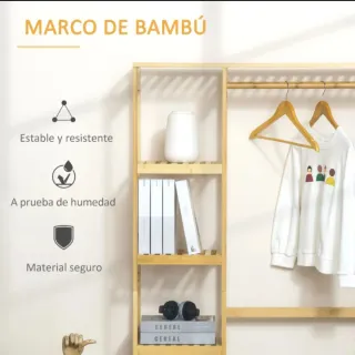 Perchero burro bambú perchero pie estante barra