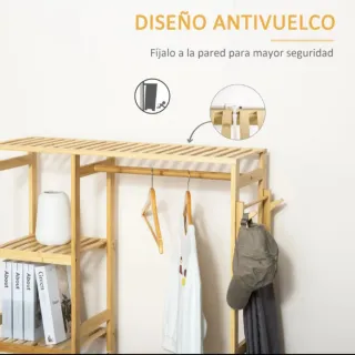 Perchero burro bambú perchero pie estante barra