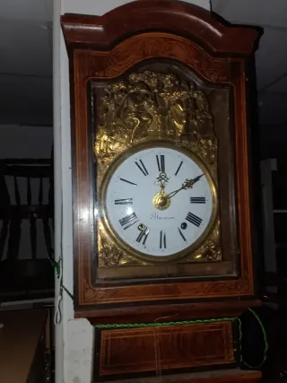 Reloj de pie antiguo madera y latón