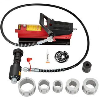 Expansor de Tubo de Escape Hidráulico, Tamaño de 4.1 a 10.8 cm, Incluye Bomba de Pedal de 10 T con 4 Matrices, 2 Estuches de Almacenamiento para Tubos de Cobre y Aluminio en Reparación de Automóviles