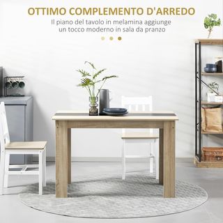Mesa de Comedor para 4-6 Personas, Mesa de Cocina Moderna con Superficie con Vetas de Madera, Mesa Rectangular para Sala de Estar y Comedor en Madera, 120X69X75 Cm, Color Negro y Madera