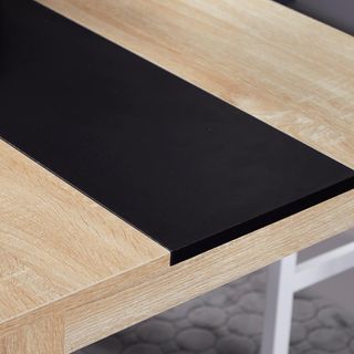 Mesa de Comedor para 4-6 Personas, Mesa de Cocina Moderna con Superficie con Vetas de Madera, Mesa Rectangular para Sala de Estar y Comedor en Madera, 120X69X75 Cm, Color Negro y Madera