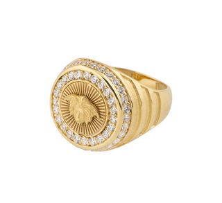 sello oro 18k con piedra con circonita