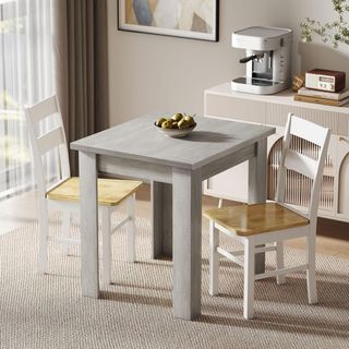 Mesa De Comedor Extensible para 4-6 Personas Diseño Plegable, 70-140Cm Mesa Rectangular Extensible Ahorra Espacio Con Patas Antideslizantes, para Comedor Sala De Estar, Gris Efecto Madera