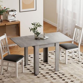 Mesa De Comedor Extensible para 4-6 Personas Diseño Plegable, 70-140Cm Mesa Rectangular Extensible Ahorra Espacio Con Patas Antideslizantes, para Comedor Sala De Estar, Gris Efecto Madera