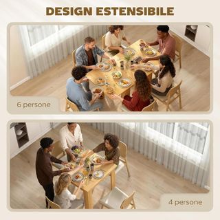 Mesa de Comedor Extensible para 4-6 Personas Diseño Plegable, 70-140Cm Mesa Rectangular Extensible Ahorra Espacio Con Patas Antideslizantes, para Comedor Sala de Estar, Color Efecto Madera