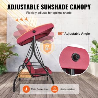 Silla Colgante de Patio para 3 Personas, Columpio con Dosel Convertible, Patio Exterior con Dosel Ajustable, Cojín Grueso Removible y Estructura de Acero Aleado, para Balcón, Jardín, Junto a la Pi...