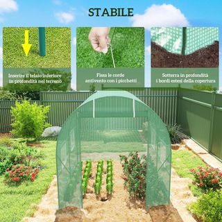 Invernadero de Jardín en Túnel con Puerta Enrollable, Invernadero para Huerto con 4 Ventanas de PE, Estructura de Tubo de Acero Pintado y 2 Refuerzos Diagonales, 2.5X2X2M, Verde