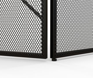 Rejilla Parascintille para Chimenea Plegable de 3 Paneles, Pantalla para Chimenea de Acero con Diseño Geométrico, 135X1.2X85Cm, Negro