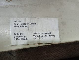 MOLDURA VOLKSWAGEN T5 TRANSPORTER BUS (7H) AXE 7H