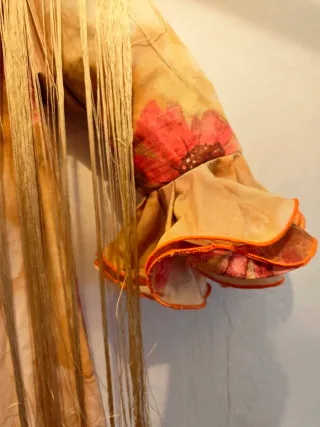 Traje Flamenca Estampado Beige y tonos calidos