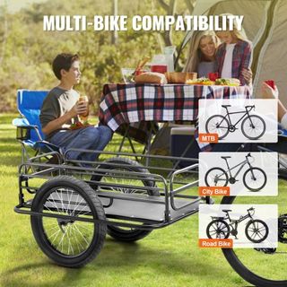 Remolque de Carga para Bicicleta, Capacidad de Carga de 275 lbs/124.7 kg, Carro de Bicicleta de Uso Pesado, Almacenamiento Compacto Plegable y Liberación Rápida con Enganche Universal, Ruedas de 2...