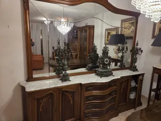 Conjunto comedor madera y cristal