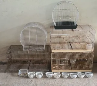Lote de jaulas y nidos para pájaros