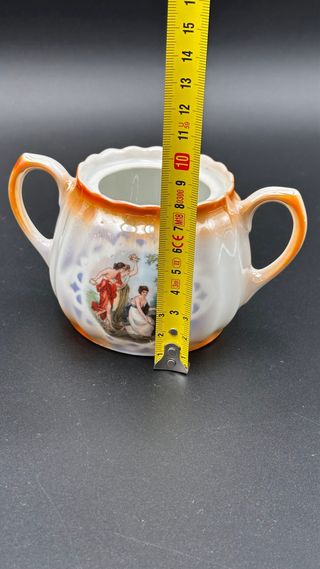 Servizio Caffè Porcellana Antica Scene Romantiche