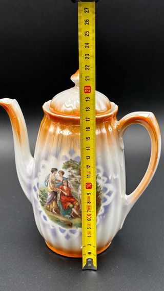 Servizio Caffè Porcellana Antica Scene Romantiche