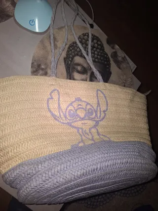 Bolso de playa Stitch beige y azul