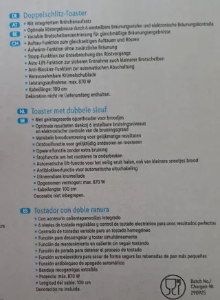 Tostadora SilverCrest 2 rebanadas 870W